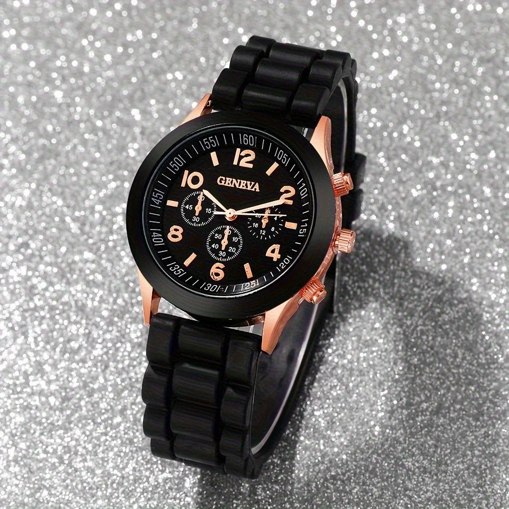 2pcs-Couple Watch Fashion Quartz Casual Silicone Strap Watch Bracelet