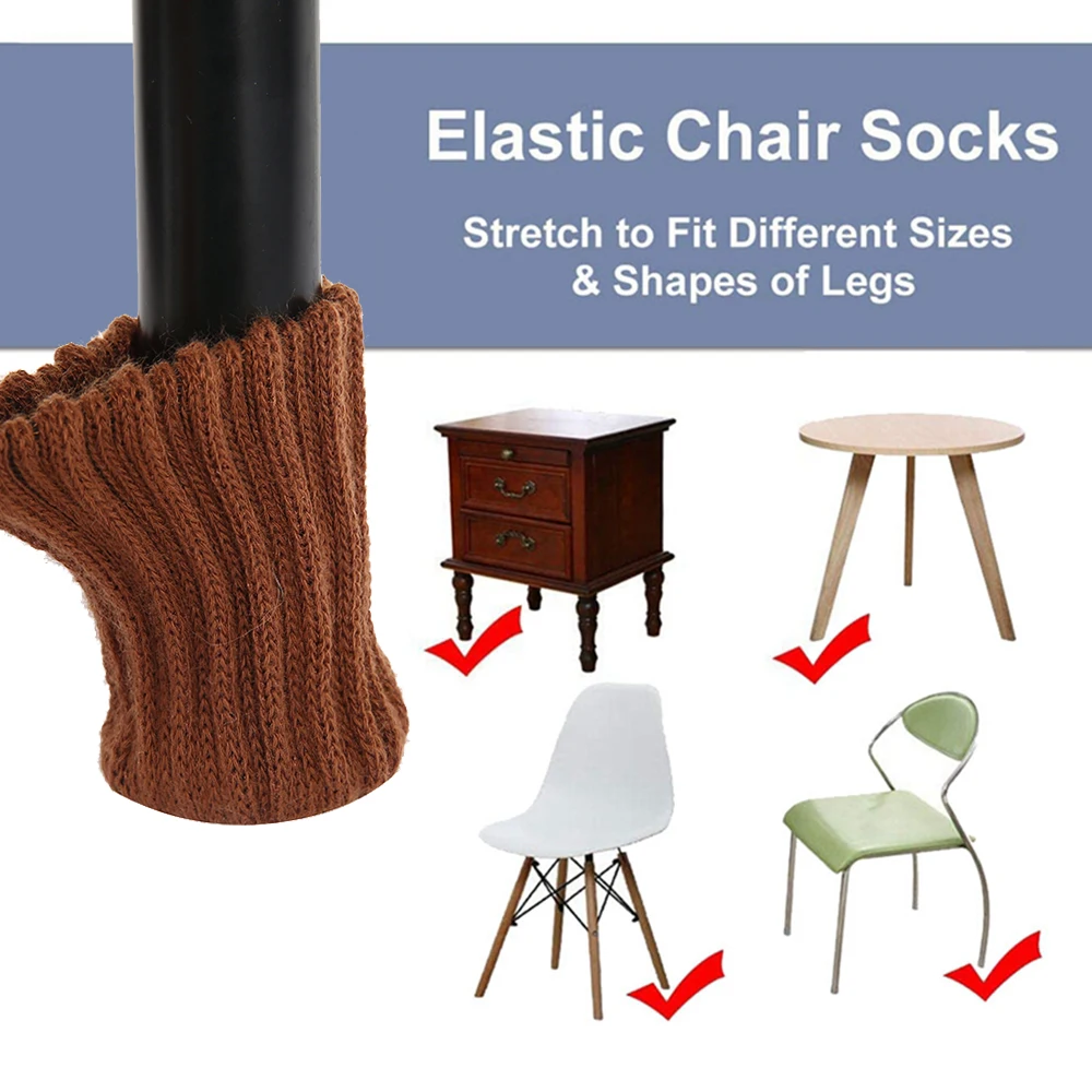 24PCS Table Legs Socks Knitted Chair Cover Furniture Legs Sock Chair Leg Floor Protector Cover Legs For Furniture Chair Leg Caps