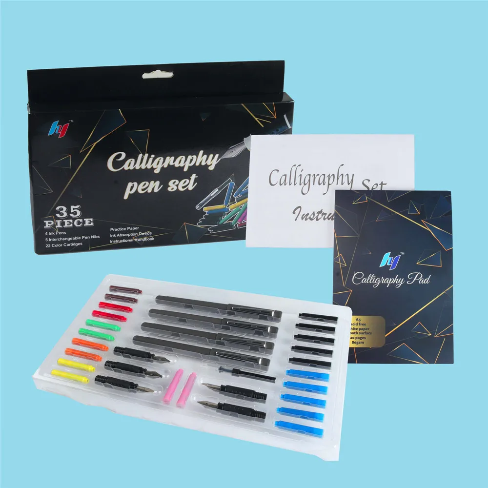 Calligraphy Pen Set 35pcs/Set with Pen Holder Nibs Colorfull Ink Sac Rocker Blotter Comic Art Supplies Statione SeamiArt