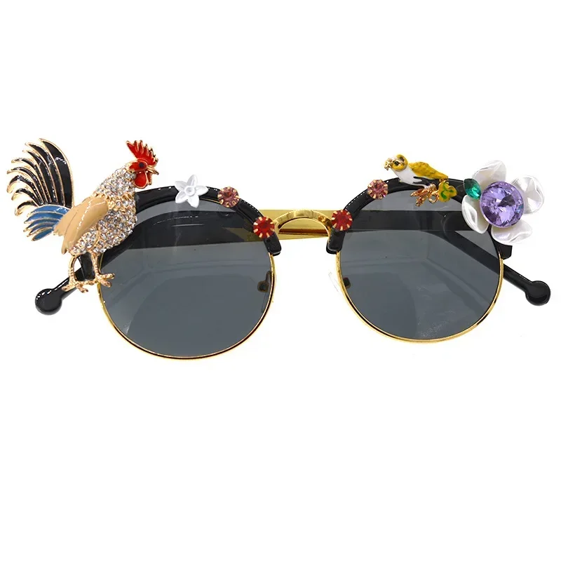 

Baroque Retro Handmade High Quality Sunglasses Women Cat Eye Girls Glasses Golden Chicken Ladies Sun Glasses for Party Gifts