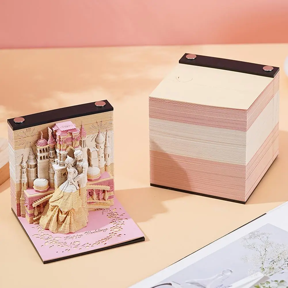 창의적인 3D 종이 조각 아트 성 메모장 메모장, DIY 스티커 메모 패드, 달력 플래너, 사무실 책상 장식, 선물