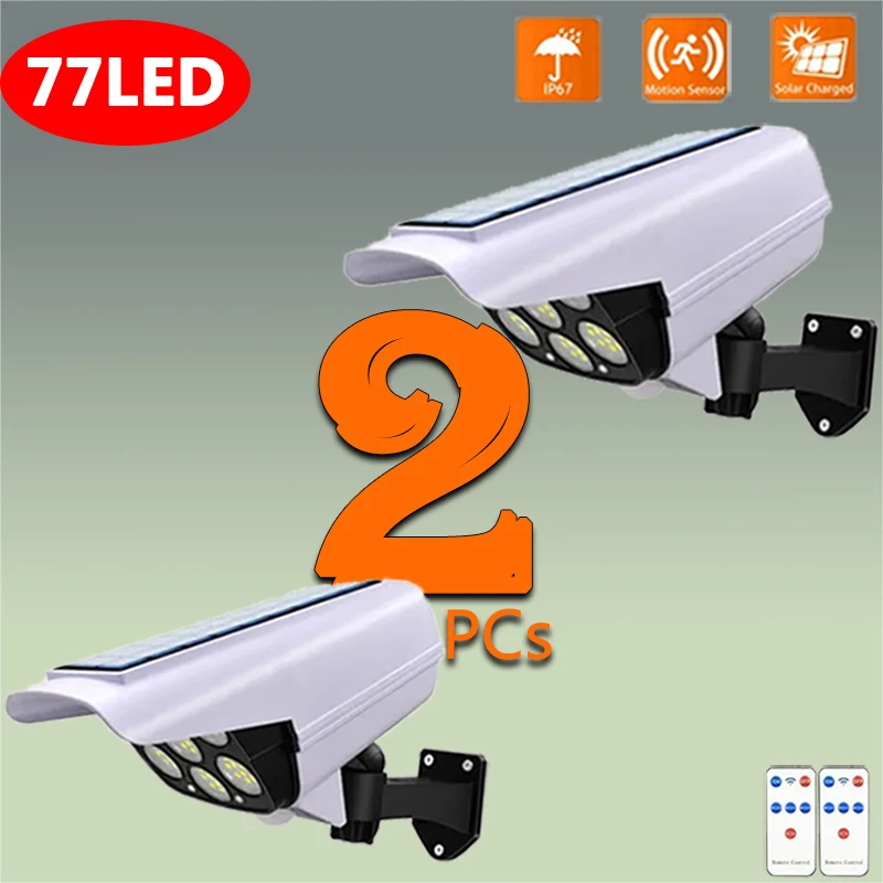 1-2Pack 77Led Sensore Di Movimento Solare Led Light Outdoor Dummy Camera Wireless Security Flood Light Lampada Impermeabile Per Giardino Di Casa