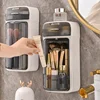 Rotating makeup storage tube dressing table wall mounted storage box lipstick, eyebrow pencil dust-proof compartment shelf 3