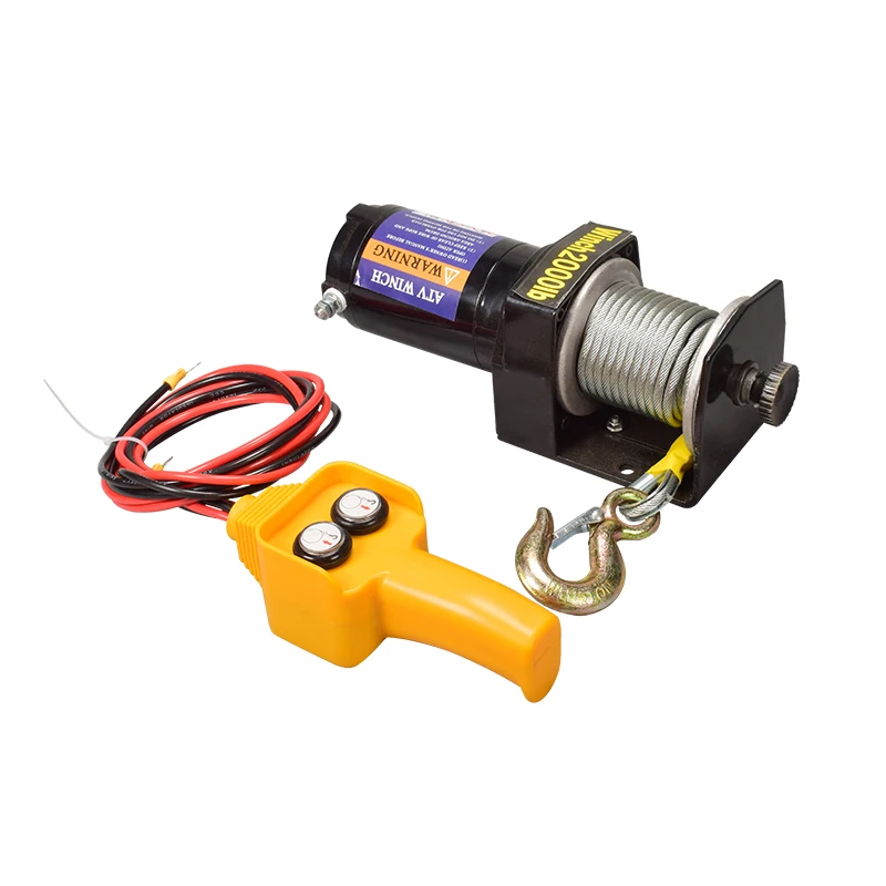 3000LBS12V24VElectricWinchSmallTruckMountedCraneWinchSteelCableElectricWinchesKit