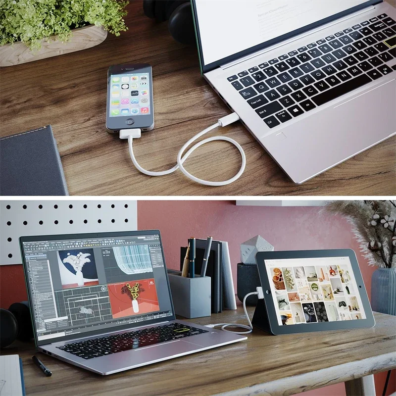 Versatile 30-Pin to USB-C Charging and Data Cable Adapter