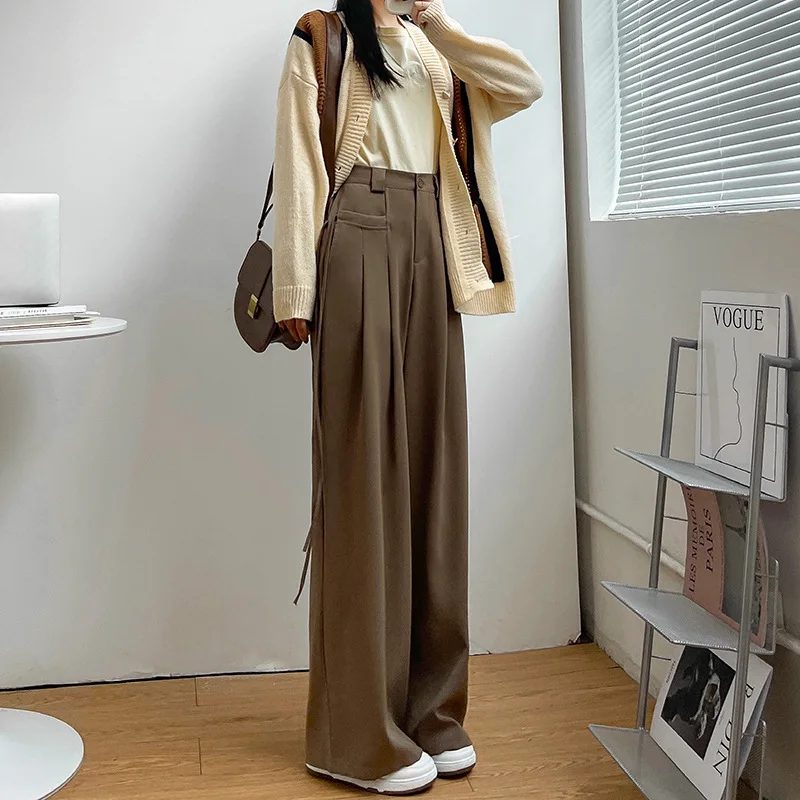 Casual Loose Wide Leg Pants for Women 2023 Spring and Summer New Korean  Fashion 1button Suit Pants Ladies Commuter Trousers - AliExpress