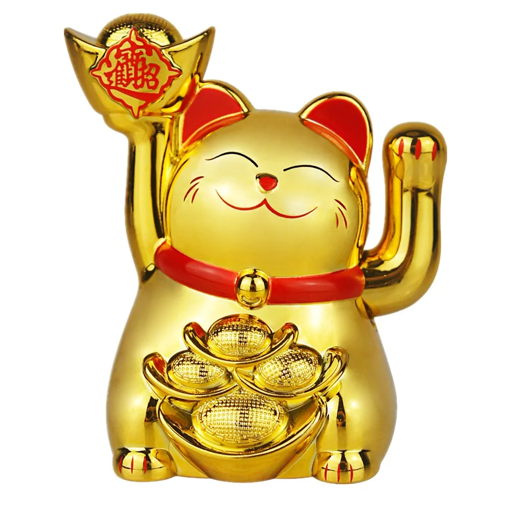 Solar Powered Maneki Neko Lucky Cat Benvenuto Cinese Lucky Cat Waving Hand Beckoning Fortune Cat Figurine Per La Decorazione Domestica