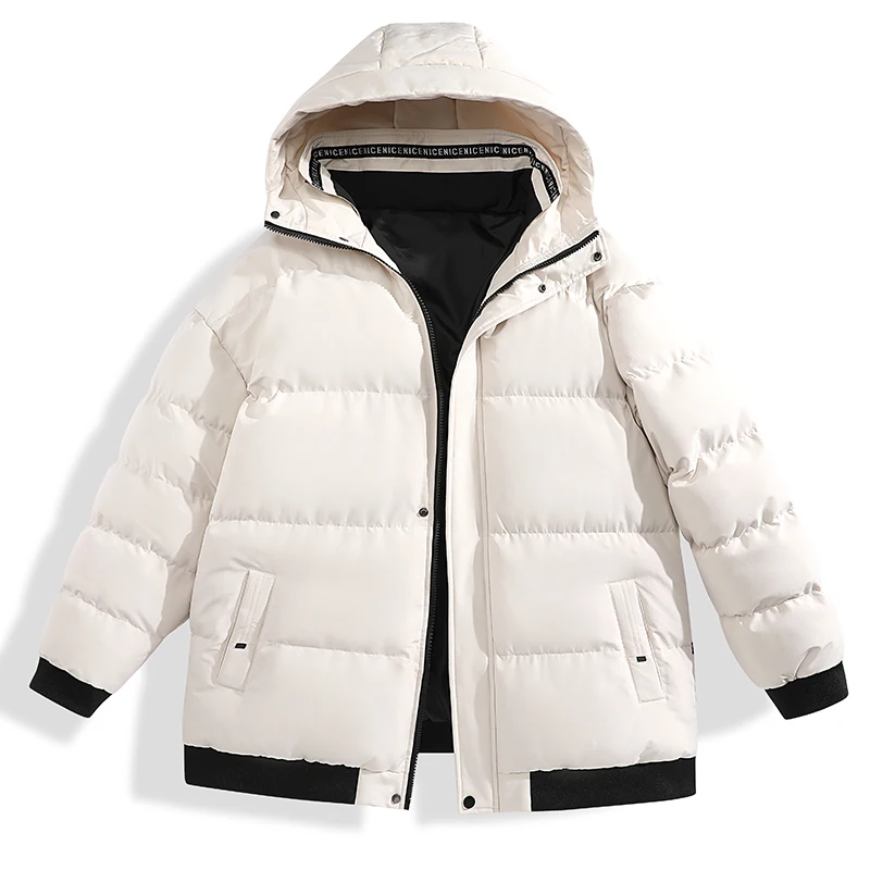

Men's Harajuku Hooded Waterproof Ski Coat Pocket Zipper Fashion Puffer Jacket Outdoors Warm Basic Bubble Jacket for Male