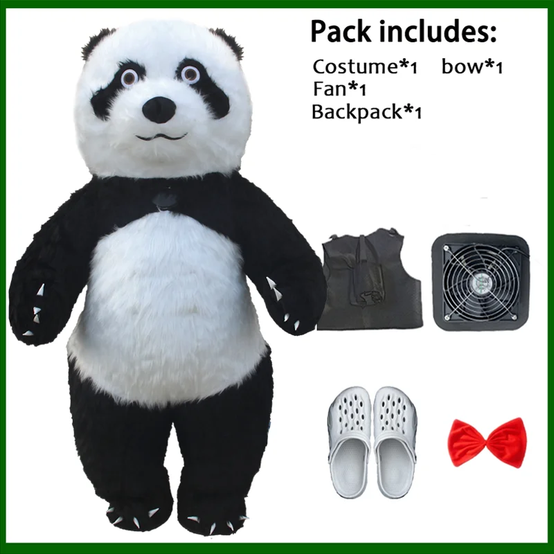 Nuevo disfraz inflable de panda gigante, divertido disfraz de mascota de oso polar callejero, disfraz de Halloween para adultos, disfraz inflable de piel sintética