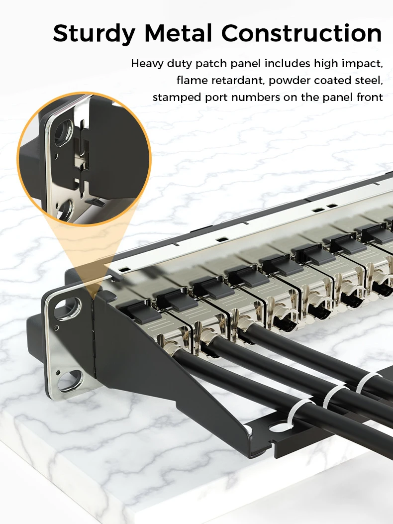 Zoerax-patch Panel Keystone com Porta Dustproof Rackmount ou Montagem na Parede 1u 24 Port 19 Patch Panel em Branco para Keystone Jacks - Imagem 5