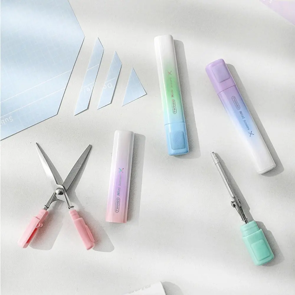 조절 가능한 안전 접이식 가위, 그라데이션 컬러, 접이식 디자인, 미니 수공예 가위, 다기능 스테인리스 스틸