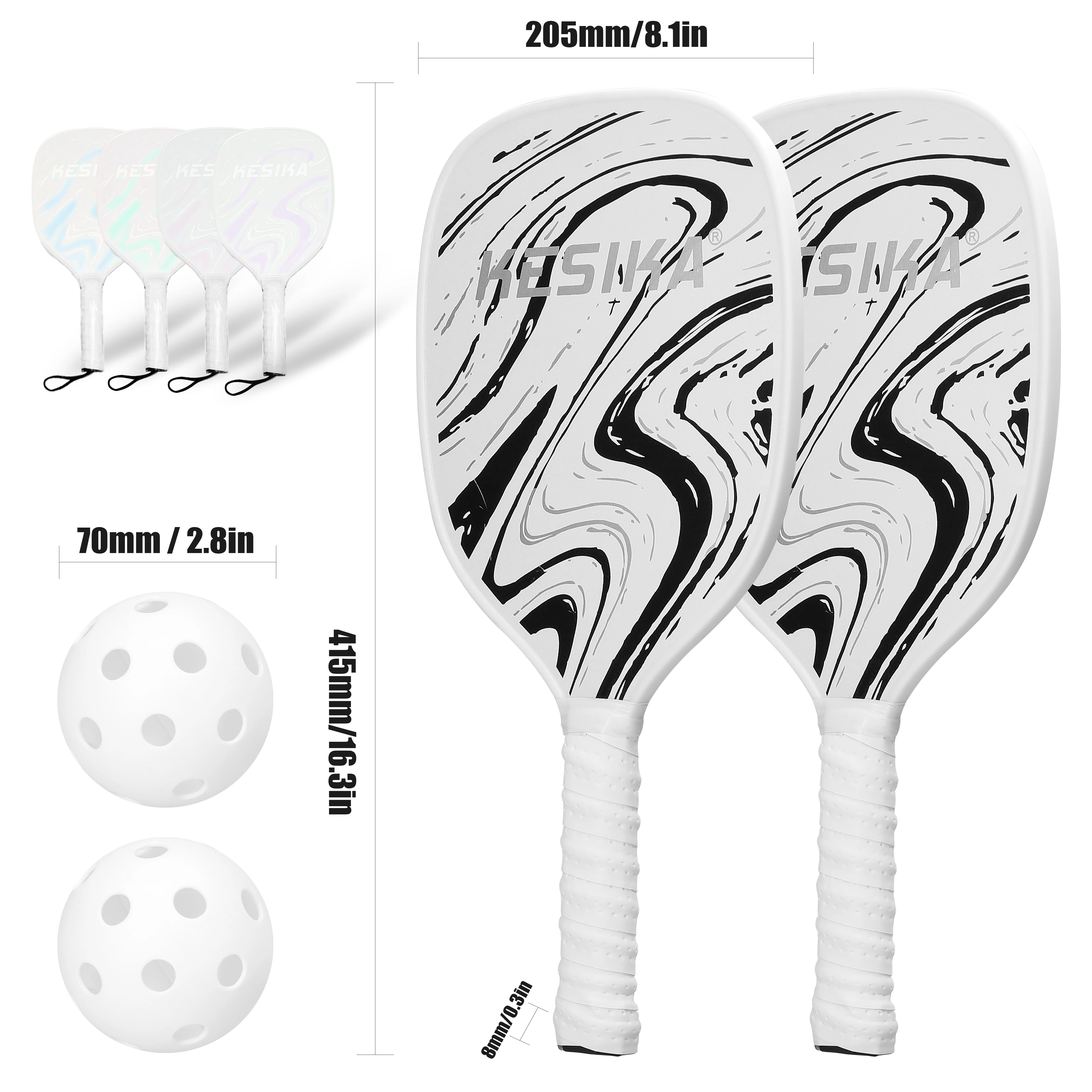 Pickleball Rackets Set 2 Rackets 4 Balls