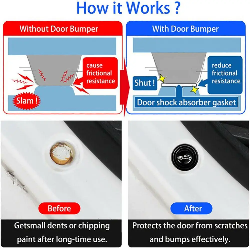 Car Door Stickers 10Pcs Shock Absorber Silicone Protection Universal Pad Car Door Shock Gaskets Car Exterior Accessories