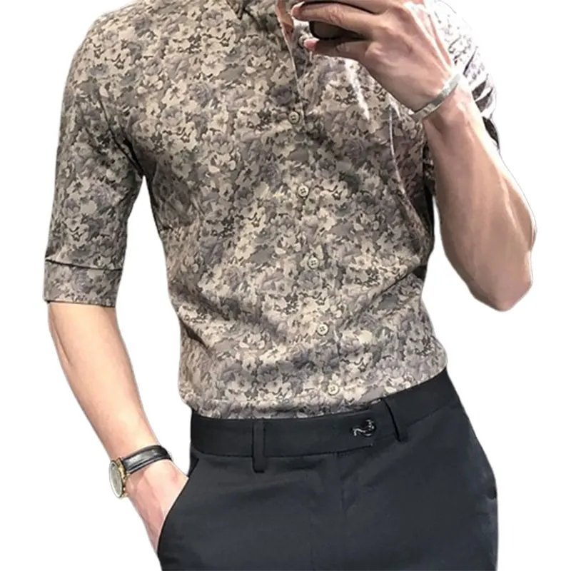 2024 Elegant Fashion Harajuku Slim Fit Ropa Hombre Loose Casual Sport All Match Shirt Printed Korean Version Short Sleeve Blusa