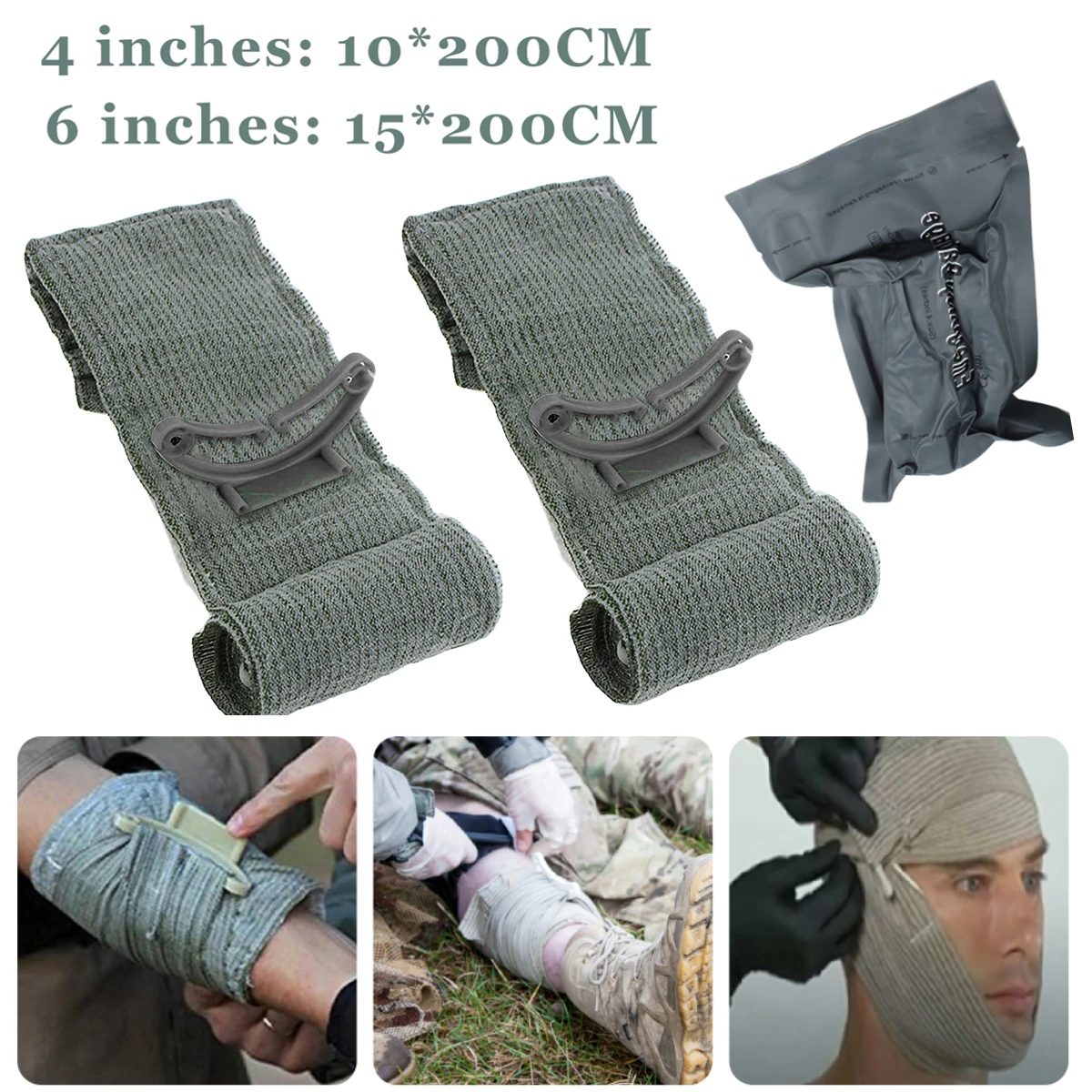 4/6 Inches Israeli Bandage Trauma Emergency Compression Bandages First Aid Tourniquet Hemostasis