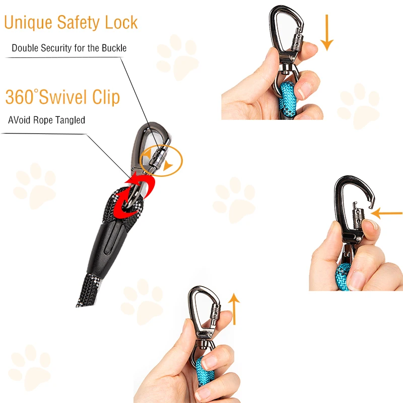 15/10/5/3m Dogs Training Leash Reflective Lockable Hook Dog Leash with Soft Handle Pet Leash for Small Medium Large Dog Training