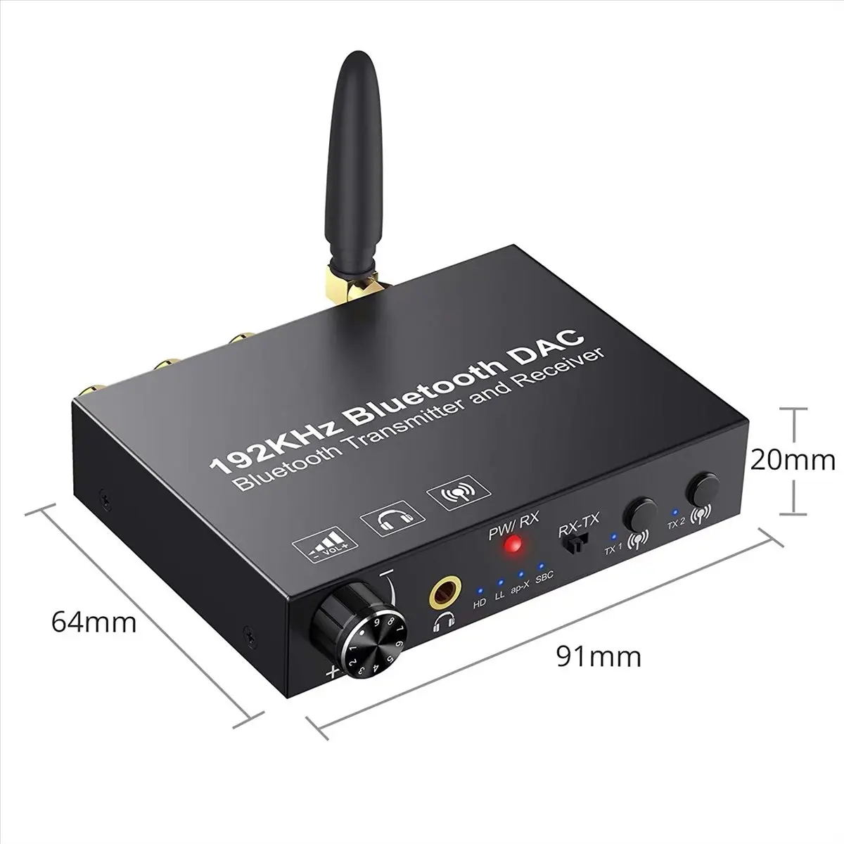 (A75T) 192KHz 블루투스 DAC 컨버터 무선 오디오 송신기 수신기 디지털 광 동축-아날로그 어댑터 (TV용)