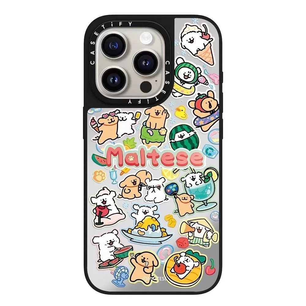 Cute Line Dog Cartoon Mirror Phone Case