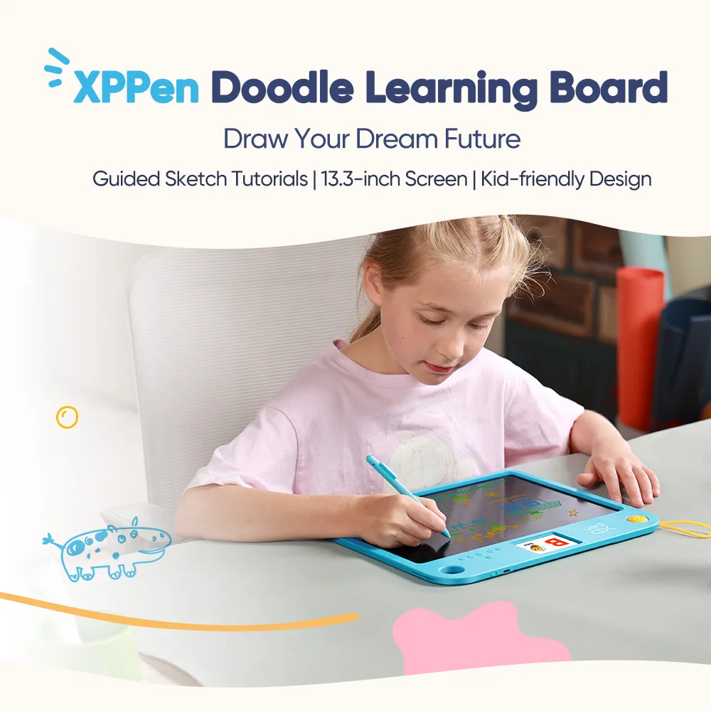 13인치 XPPen 두들 학습 보드 충전식 LCD 디지털 드로잉 태블릿 어린이 친화적 디자인 영어 학습용