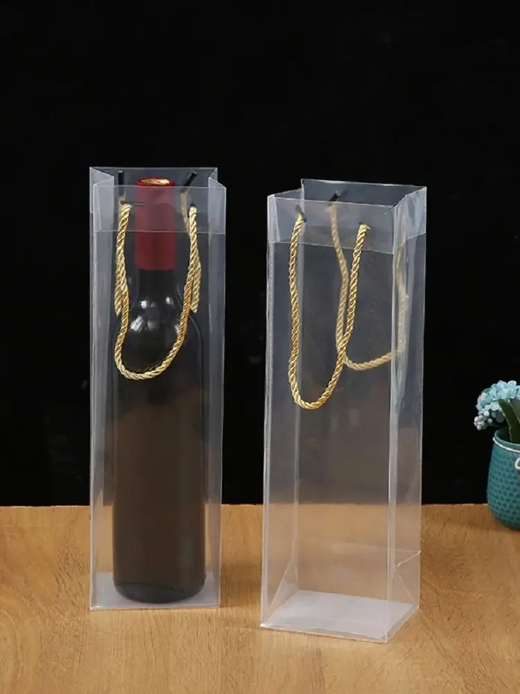 Nautical Wine Gift Bag for 750ml Single Bottle – Transparent Kraft and Clear Plastic Wi... - SKU WGB01937 - UGI Packaging