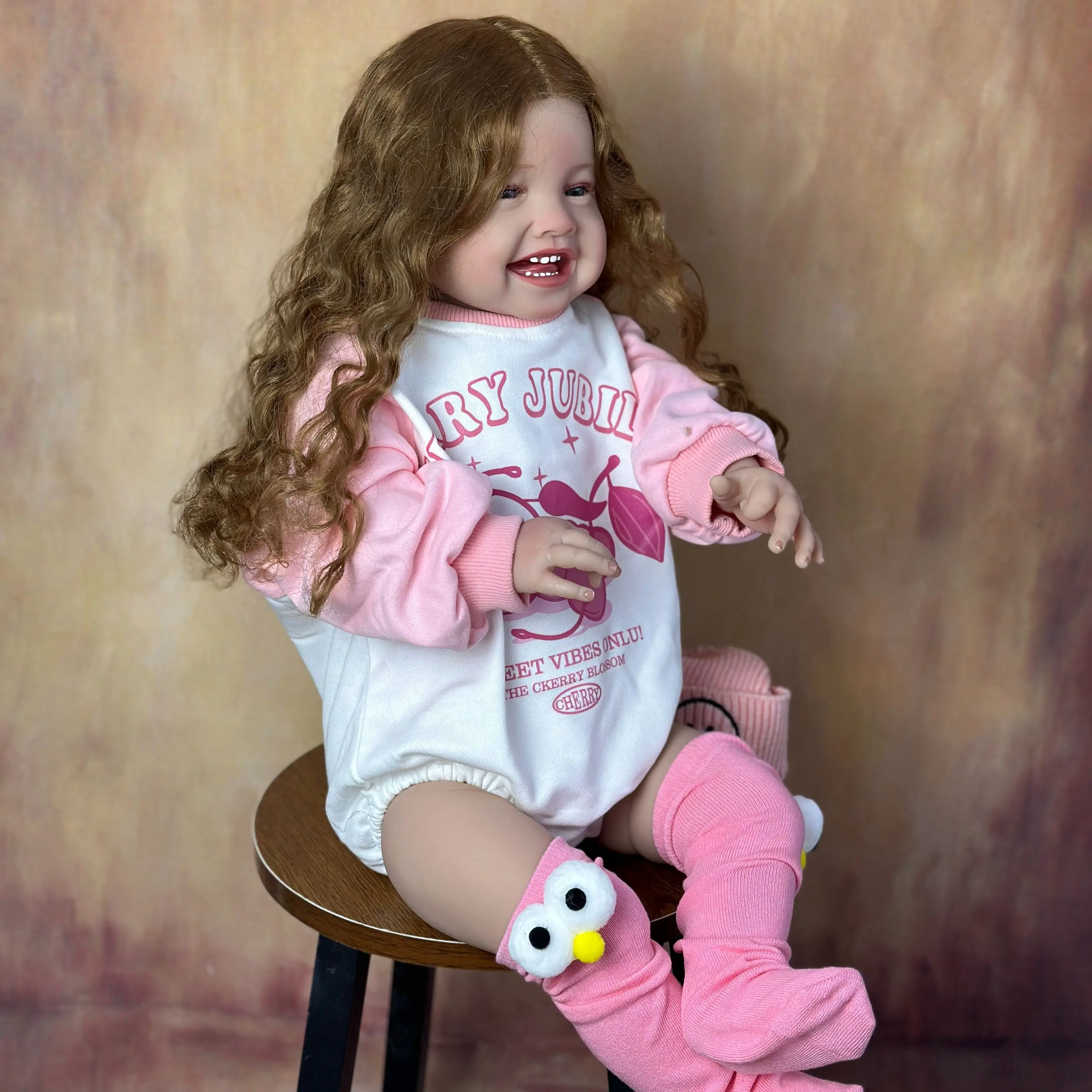 BZDOLL 60 CM 24 Inch Reborn Baby Soft Silicone Cloth Body Smiling Girl Doll Princess Toddler Bebe Artist Collection 5