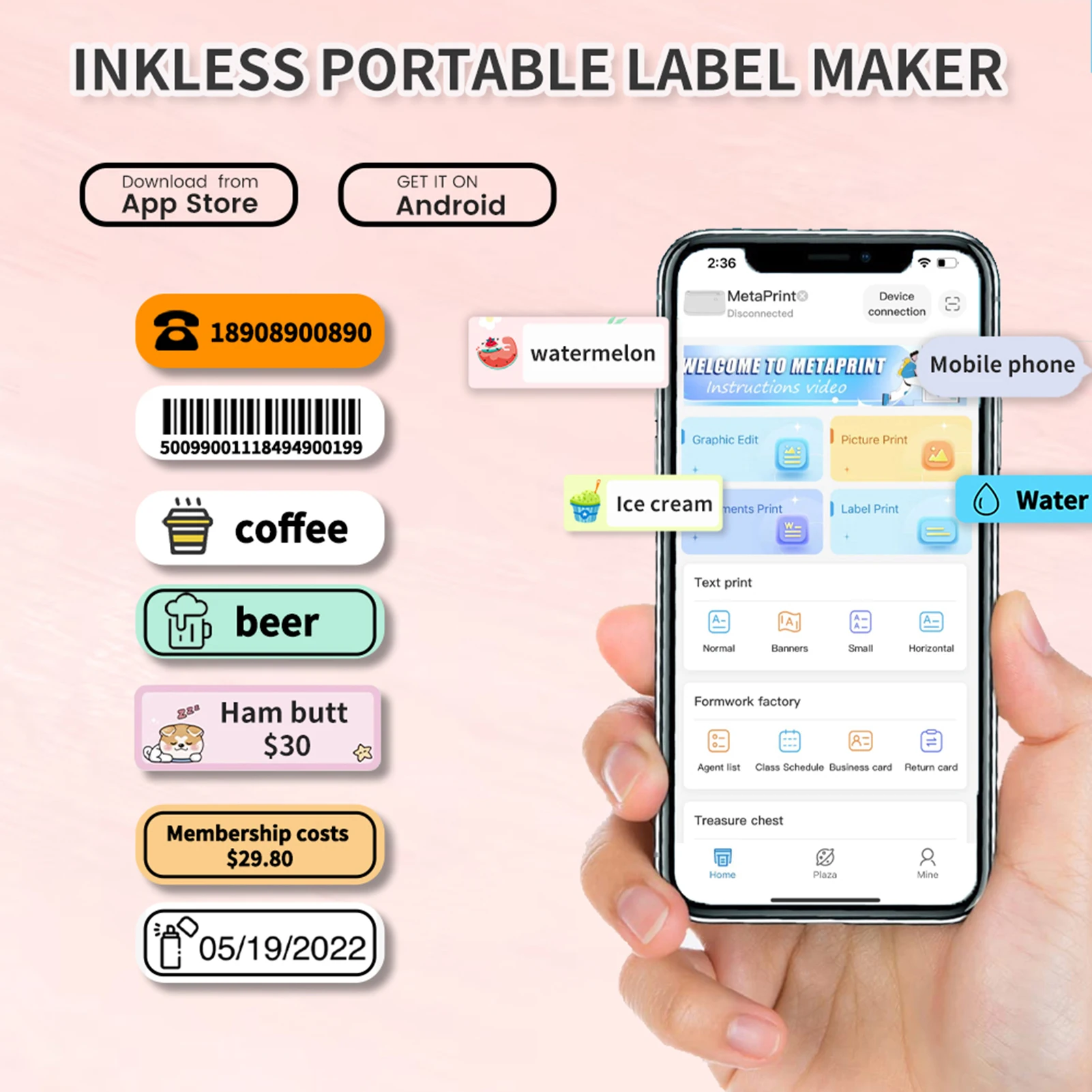D30 Pro Label Printer Pocket Smartphone Label Maker BT Wireless Thermal Printing 203DPI Support 15mm Width Adhesive 