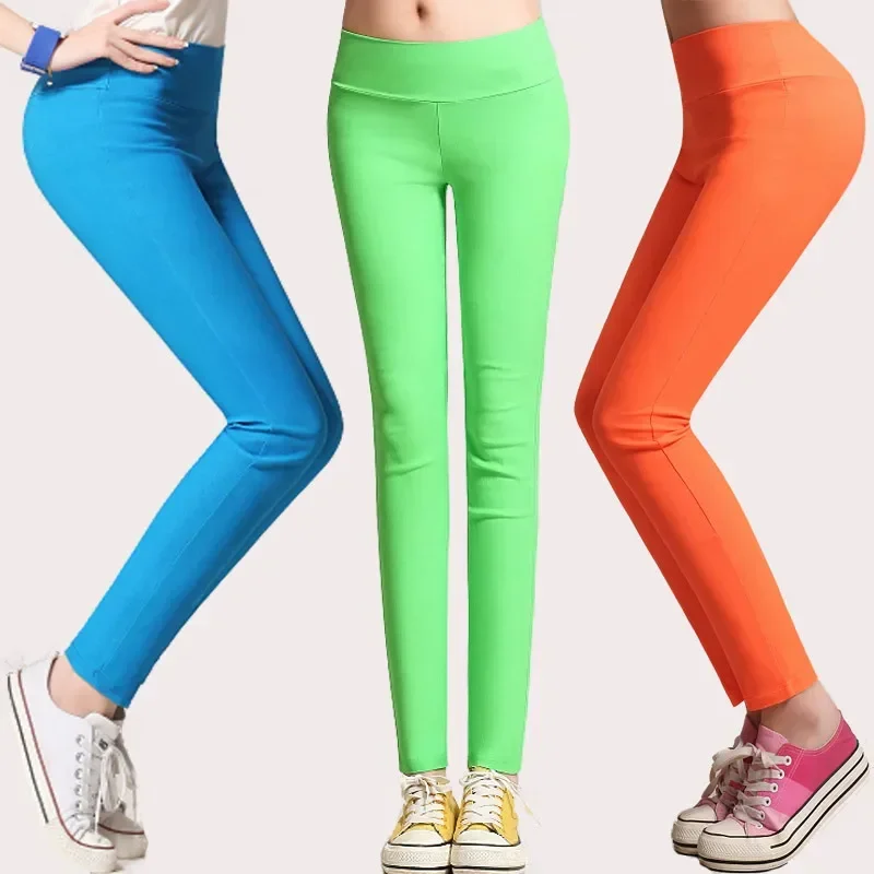 S-6XL15 Colors New Winter clothes Women's Pants Fashion Candy Color Skinny high waist elastic Trousers Fit Lady Pencil Pants 3