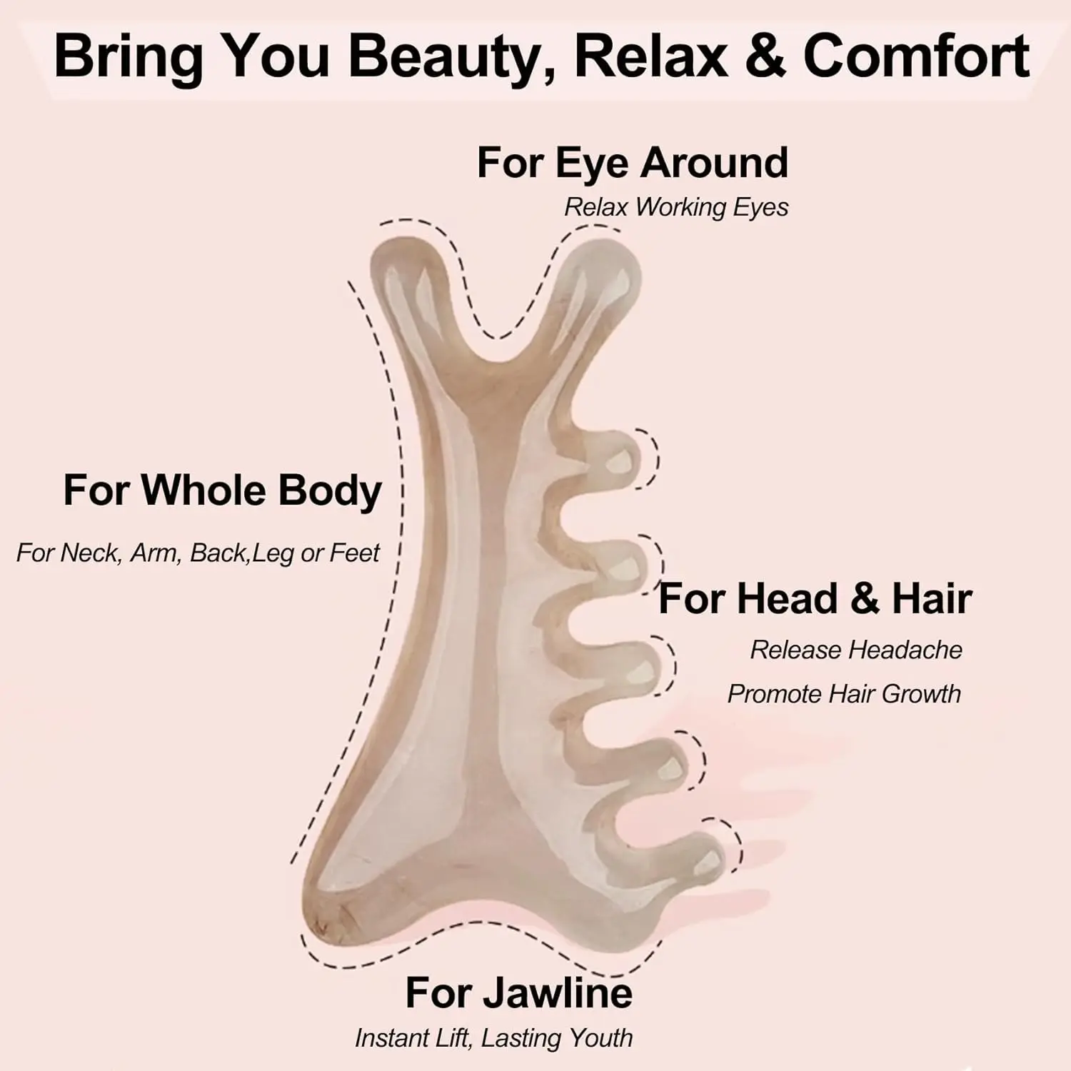 Head Scalping Massage Tool Comb for Hair Head Face Eye Neck Resin Body GuaSha Tool Relieve Stres Promote Lymphatic Circulation