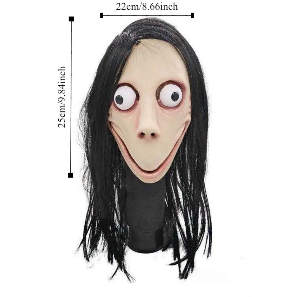 Scary Ghost Mask with Long Wig for Cosplay and Halloween Parties