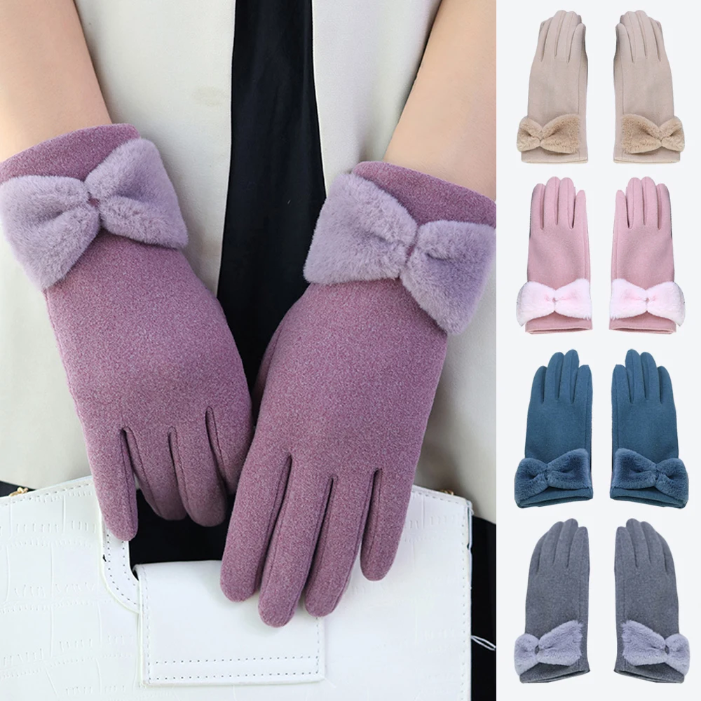 

1 пара Нескользящие ветрозащитные бархатные плотные перчатки уличные спортивные велосипедные перчатки для вождения плюс бархатные эластичные зимние женские перчатки