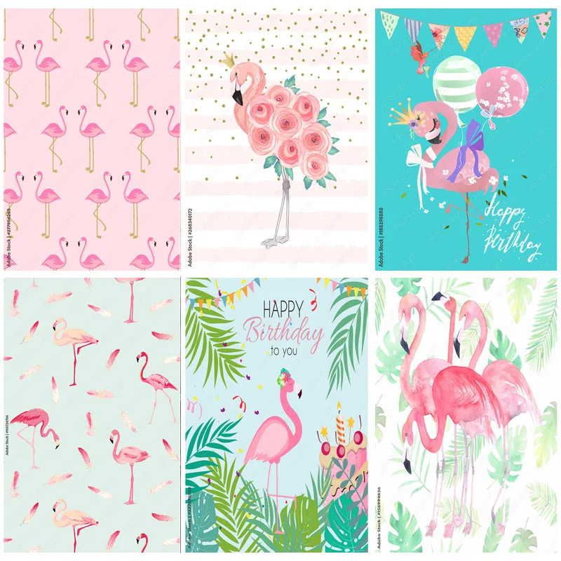 

Flamingo Backdrops Birthday Party Flowers Fruit Baby Child Photographic Backgrounds Photocall Photo Studio 2261 HLN-01