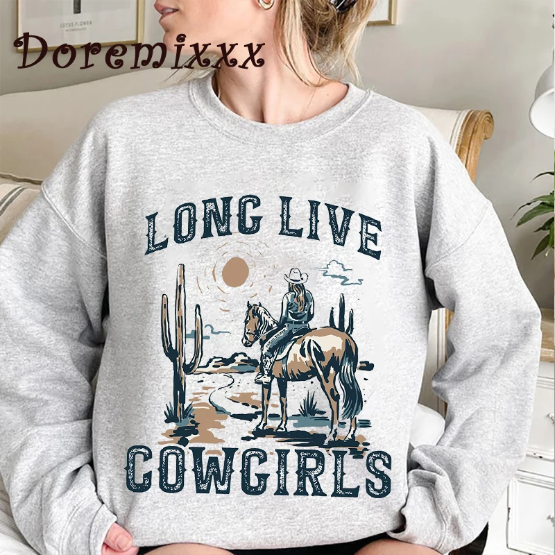

Свитшот женский с капюшоном и принтом «Cowgirl»