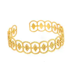 Gold - Plated Luxury Multi - Layer Stainless Steel Bangle Bracelet (B1356G)