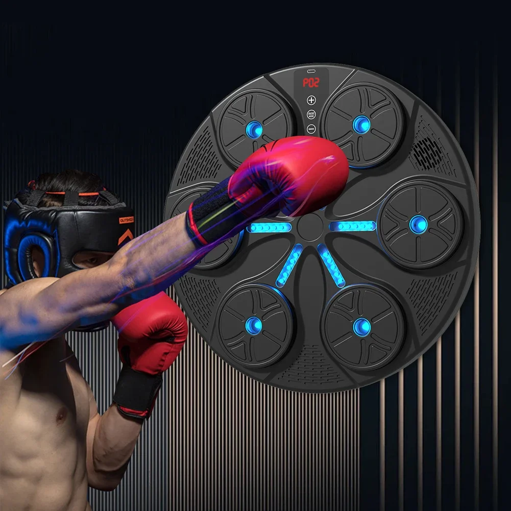 Music Boxing Machine Boxing Reaction Wall Target Type C USB Charging Music Puncher Wall Mounted with Gloves for Home Gym