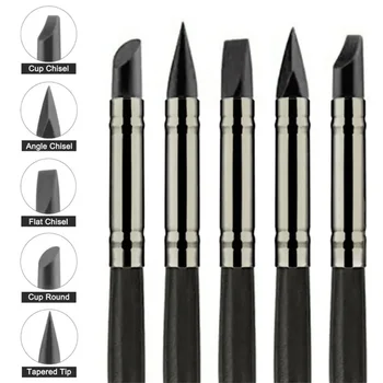 5 pièces outil de sculpture en argile de Silicone pour la modélisation des pinceaux pointillage outil d'argile de poterie d'art d'ongle nouveaux outils de sculpture de bricolage 2025 1