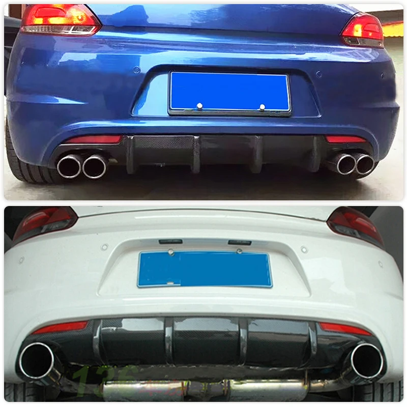 Carbon Fiber Car Rear Diffuser Lip Spoiler For Volkswagen VW Scirocco R R20 Bumper 2009-2014 Black FRP Rear Diffuser Spoiler