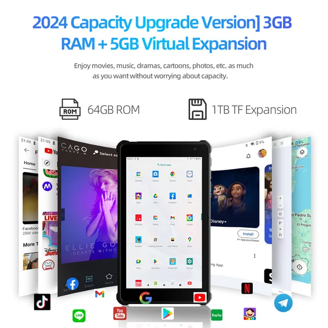 PRITOM 7" Android 14 Tablet | 8GB RAM + 64GB ROM | Octa-Core | WiFi6 4