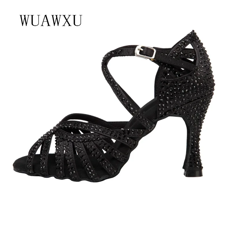 NATASHA Latin dance shoes adult women's dance shoes black hot diamond dance shoes female adult dance shoes high heel soft bottom