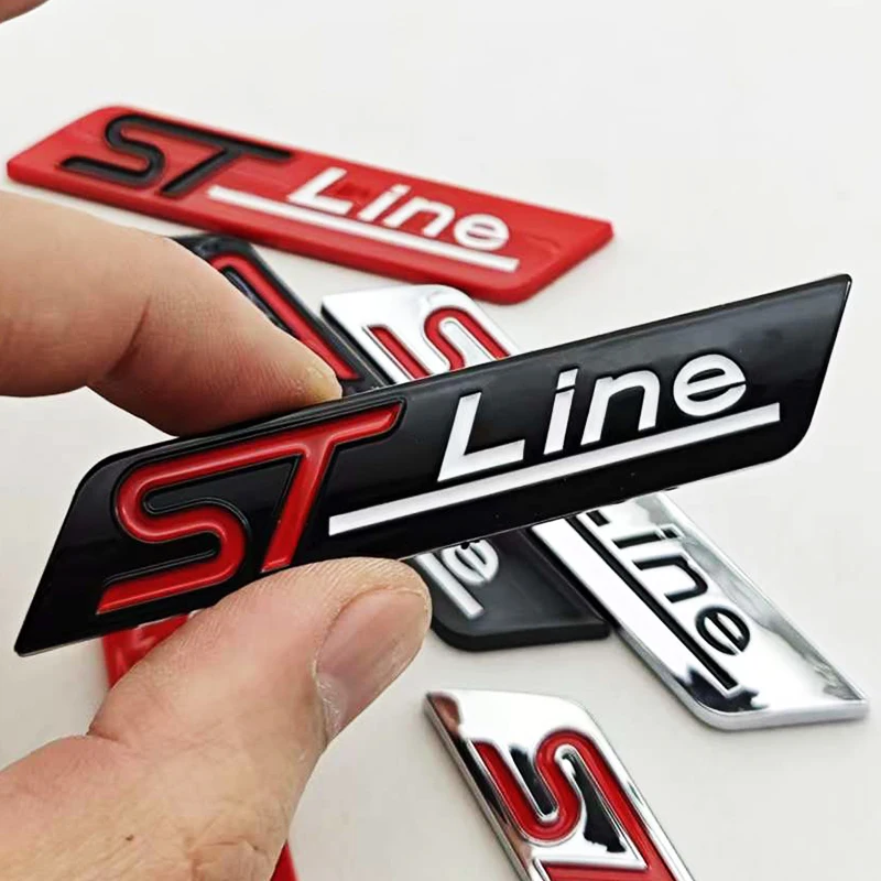 3D ABS 자동차 스타일링 로고 ST 라인 배지 리어 트렁크 펜더 사이드 엠블럼 스티커 (포드 STLINE 포커스 몬데오 피에스타 쿠가 액세서리용)