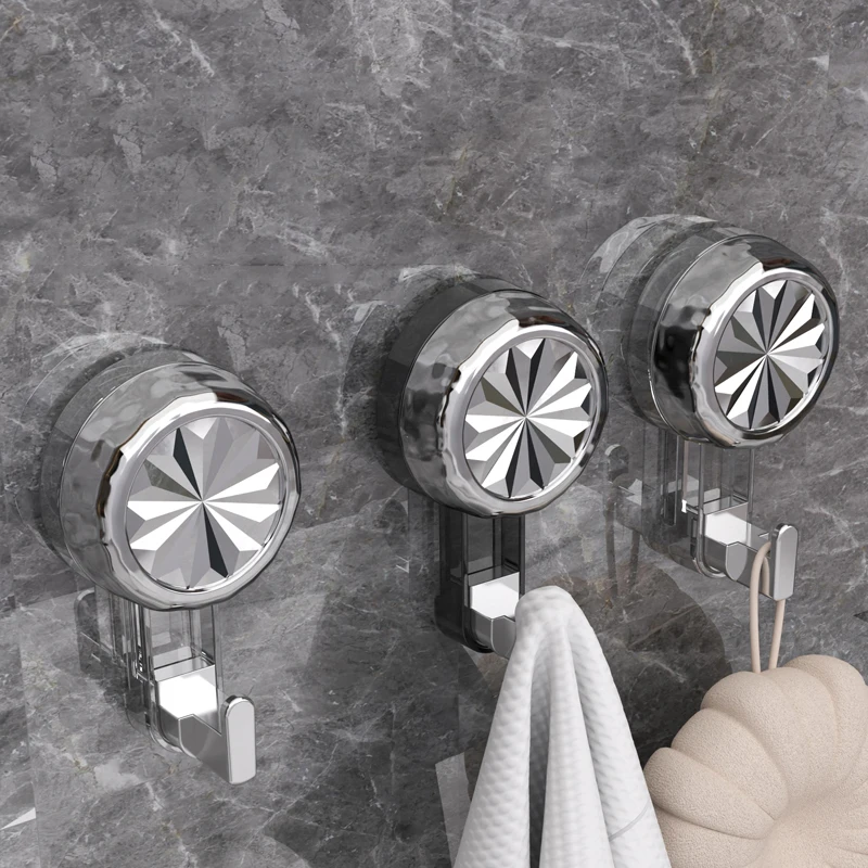 Vacuum suction cup rotating hook glass kitchen utensil suction cup hook transparent reusable heavy-duty bathroom hook 3