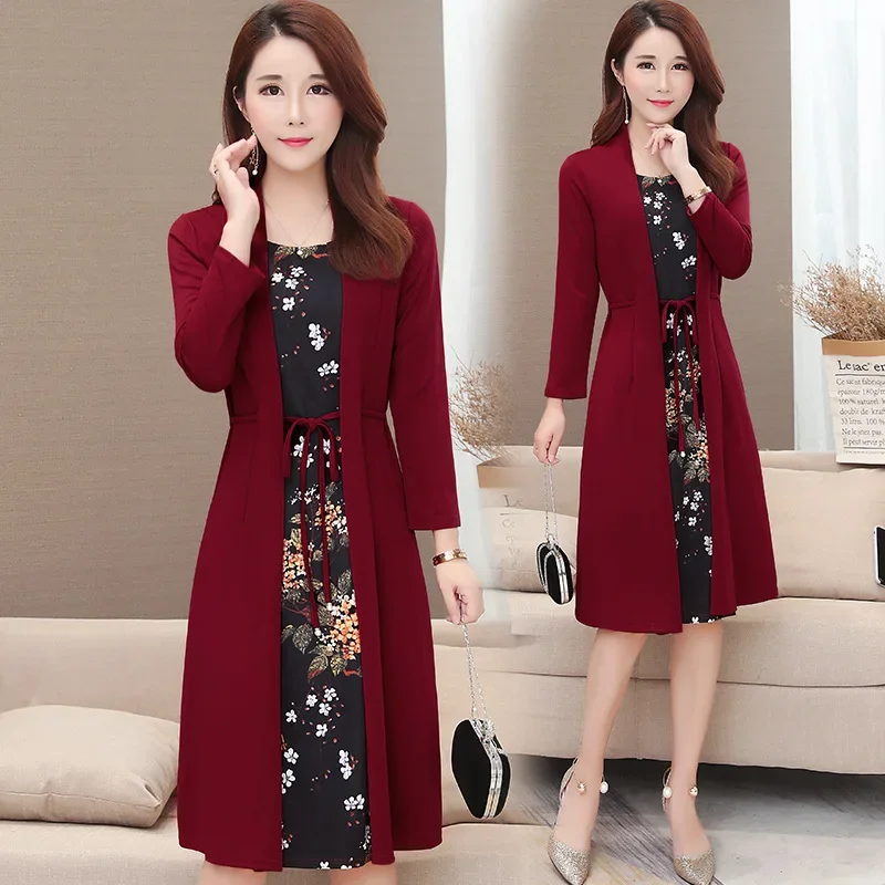 

Women's dress autumn and winter temperament commuter leave two foreign trade large size women's long-sleeved Korean dress