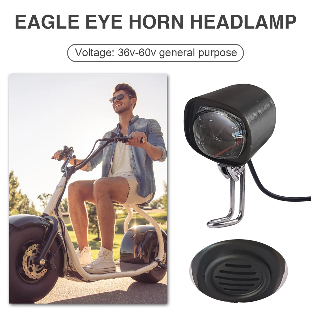 Waterproof Horn Headlight Portable Electric Bike LED Front Light E-Scooter Motorcycle Waterproof Cycling Elements