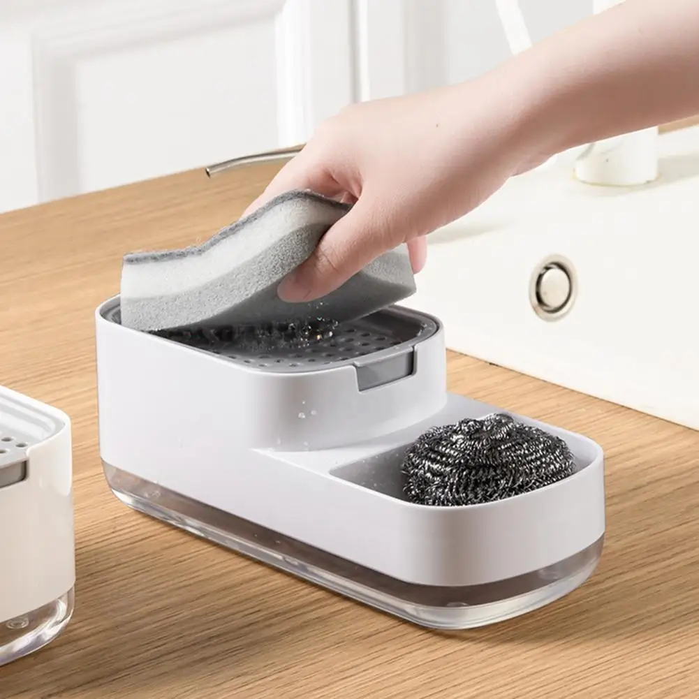

Soap Dispenser for Pad Capacity 3-in-1 Dish Soap Dispenser with Sponge Holder for Kitchen Countertop Liquid for Home for Kitchen