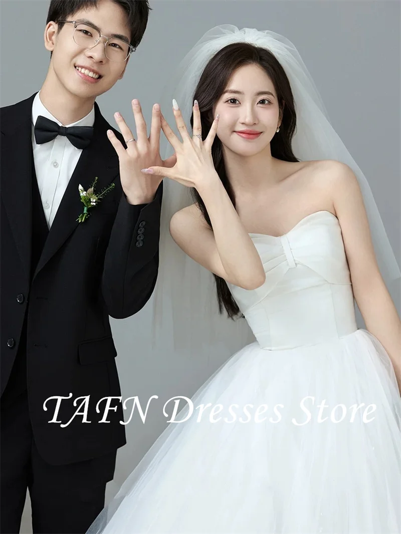 TAFN Princess Soft Tulle A Line Wedding Dresses Korea Photo shoot Sweetheart Floor length Bride Gowns Corset Back Customized 4