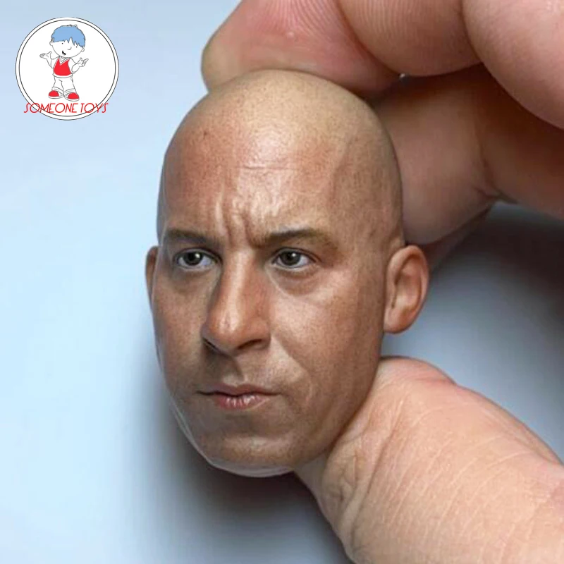 

1/6 Male Head Sculpture ACE Driver Macho Mr.Vin Diesel Head Craved Sculpt Bald Model for 12'' Strong Action Body Collectible