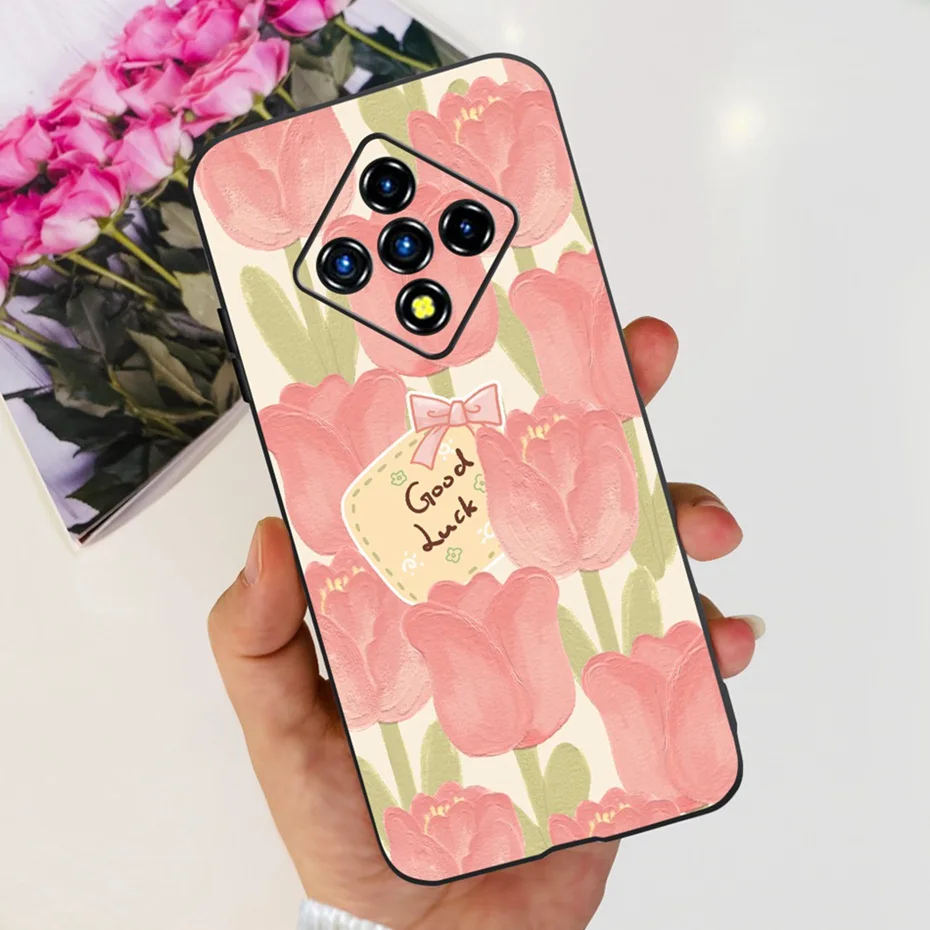 Lovely Painted Soft TPU Back Cover - Black Silicone Phone Case