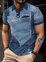 Nouveau en grande taille hommes sans DENIM 3D Golf Polo Simple affaires à manches courtes revers Polo quotidien fête vêtements pour hommes 1