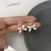 2022 New Simple Enamel White Bow Ear Clip on Earrings Female Fashion Sweet Pearl Heart Clip Earrings Without Piercing for Women 4