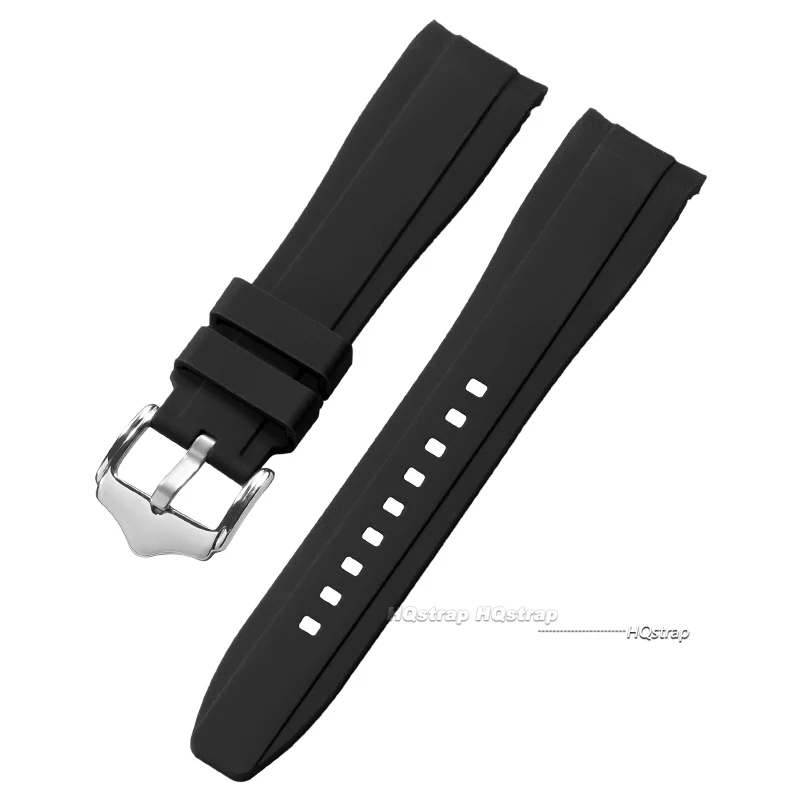 Curved End Silicone Diving Watch Band - Premium Rubber Strap for Water Sports (20mm/22mm)