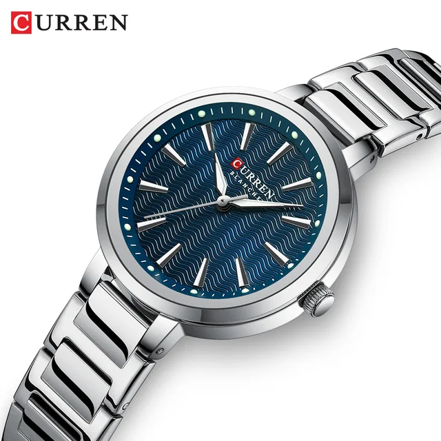 CURREN Luxury Slim Watch for Women Elegant Minimalist Dial Quartz Wristwatches Ladies with Luminous Hands Waterproof 9109